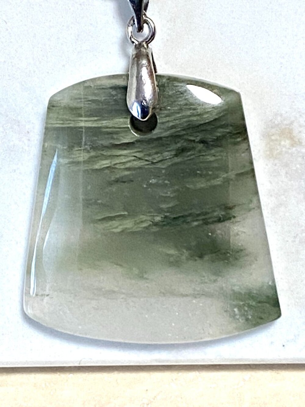 Natural Green Inclusion Quartz Pendant, Large Genuine Gemstone Pendant